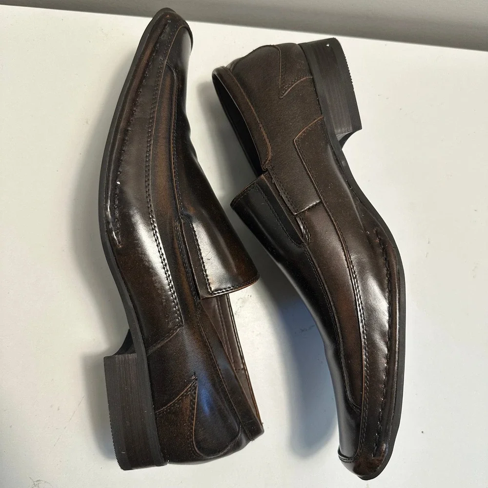 Giorgio‎ Brutini Brown Leather Loafers Dress Shoes Slip On Style sz 9